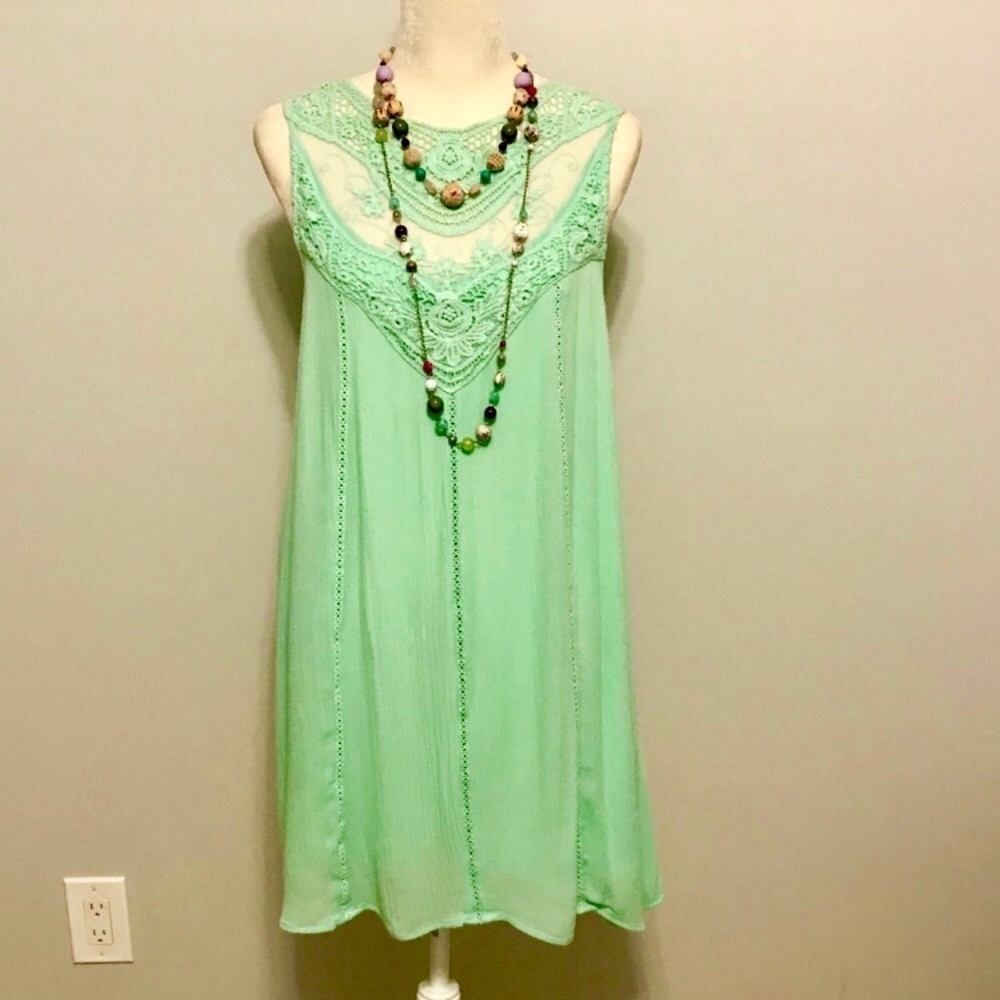 Boho style crochet sheath mini dress